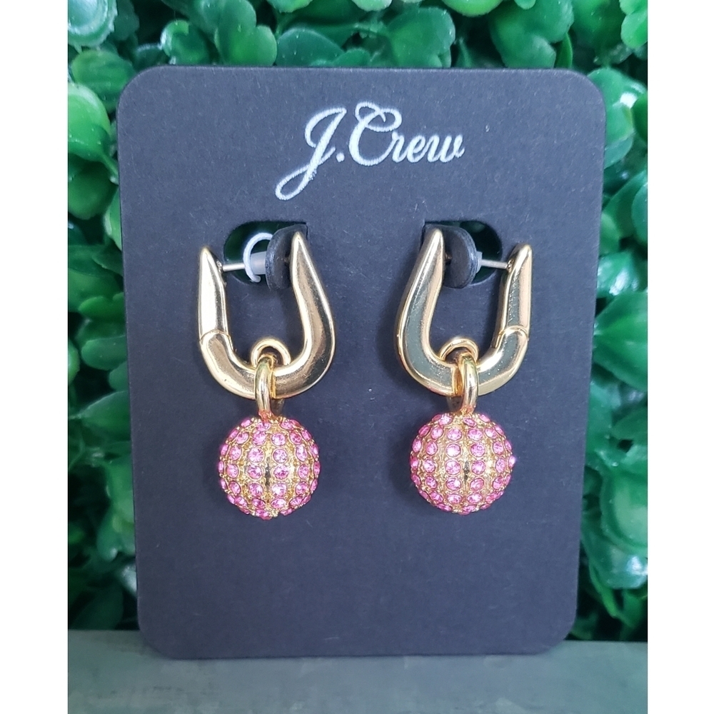 12. J.Crew Pavé ball huggie hoop earrings